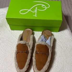 Sam Edelman Tan Suede Loafers with Shearling